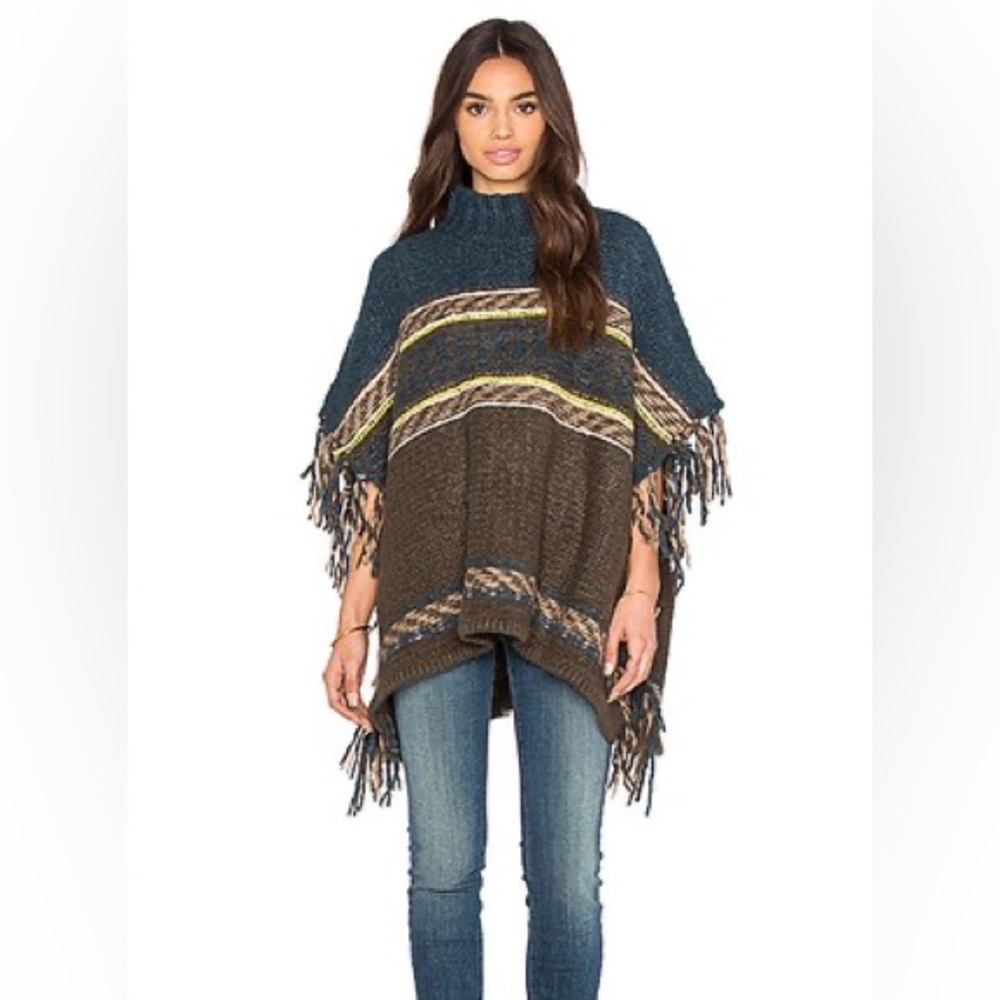 Free People labrynth knit wool oversized poncho